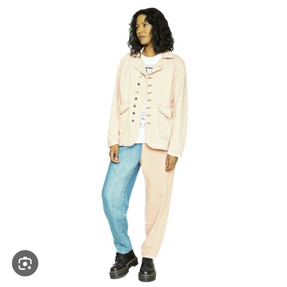 Free People x Sandrine Rose Women Empire Denim Jacket Size M NWT Sunflower - Picture 1 of 12
